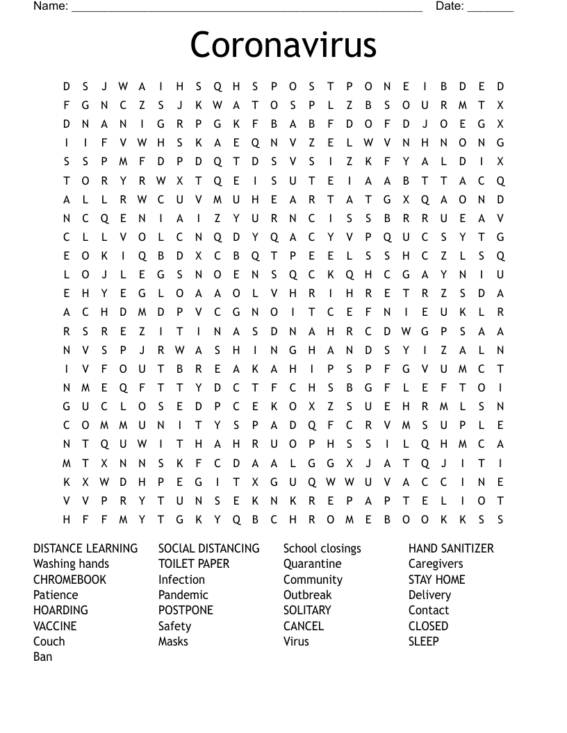 Coronavirus  Word Search