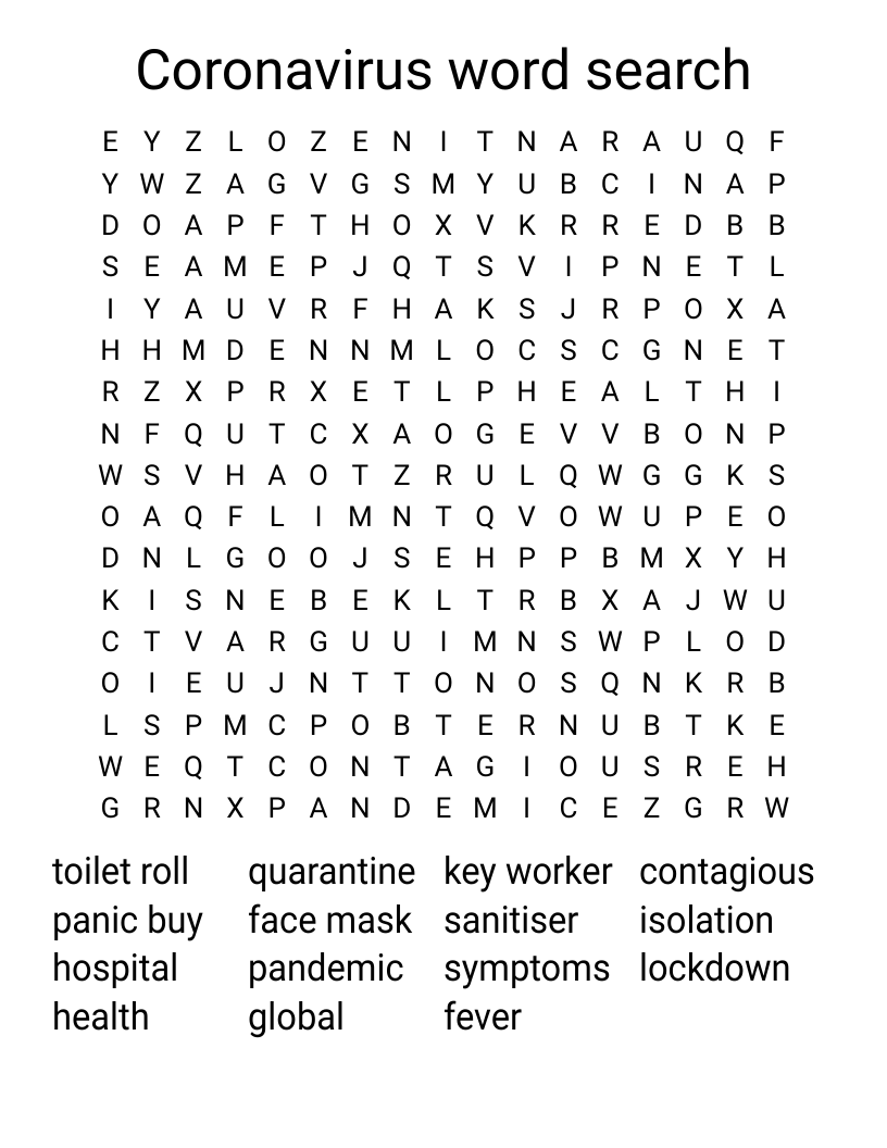 Coronavirus word search