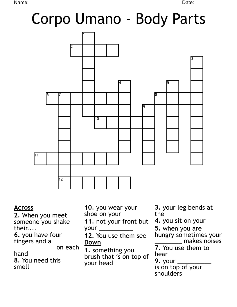 Corpo Umano - Body Parts  Crossword