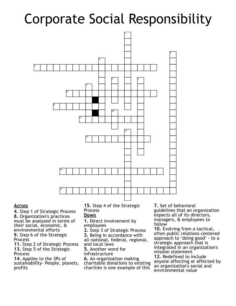 Corporate Social Responsibility Crossword