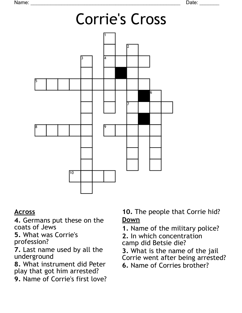 Corrie's Cross Crossword