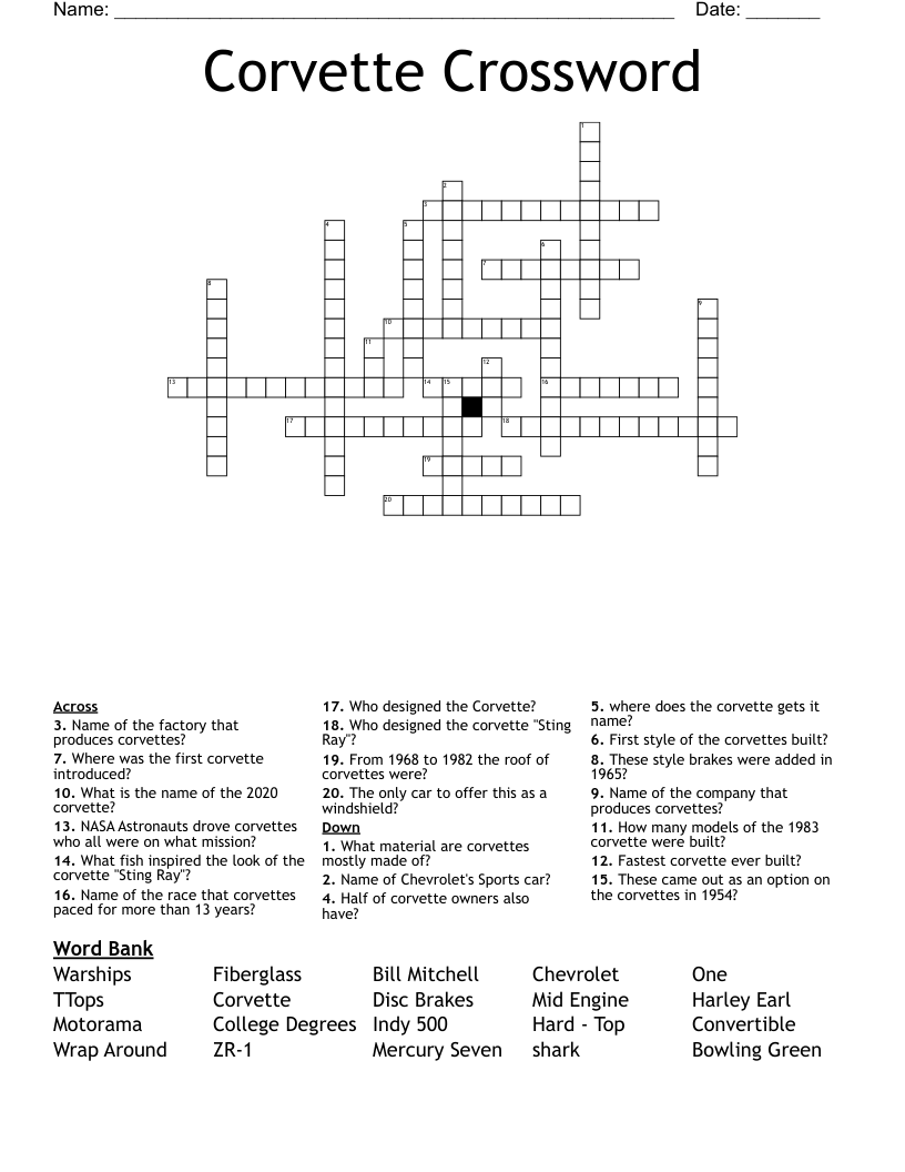 Corvette Crossword