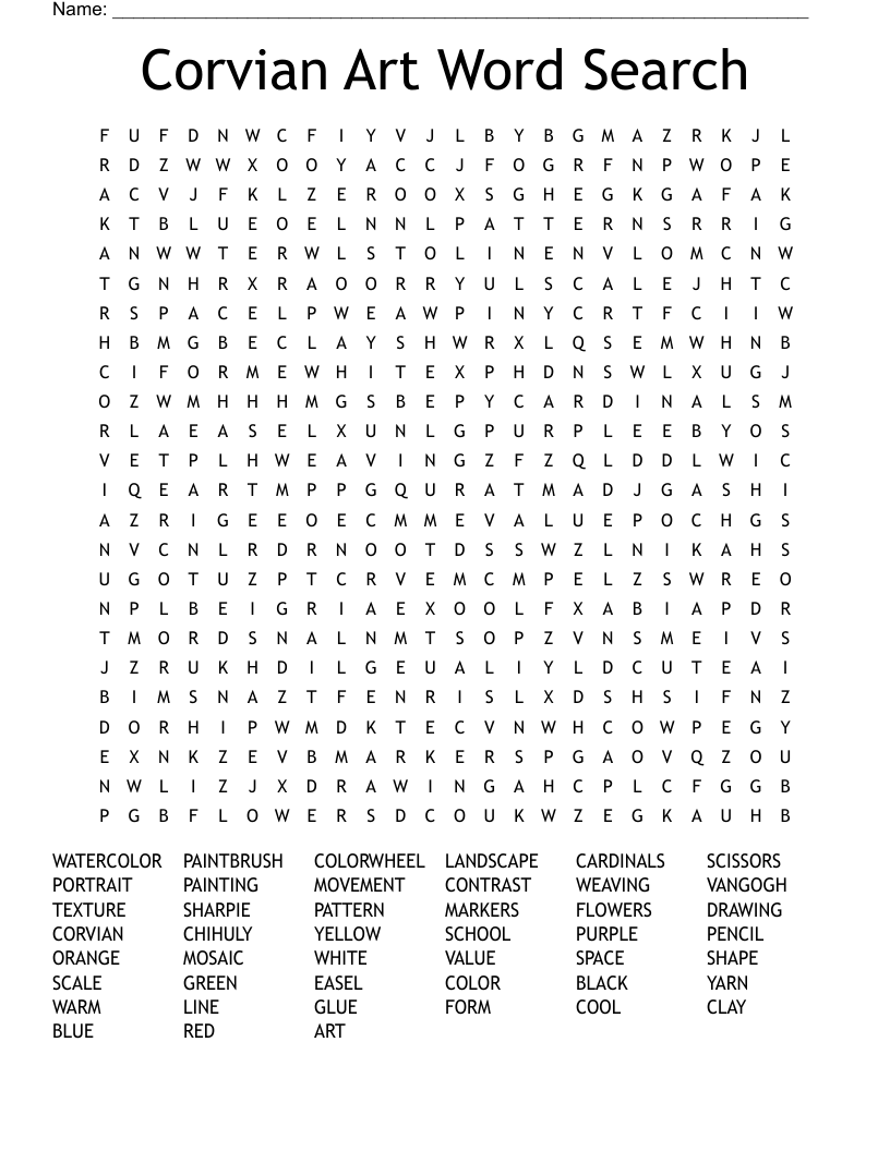 Corvian Art Word Search