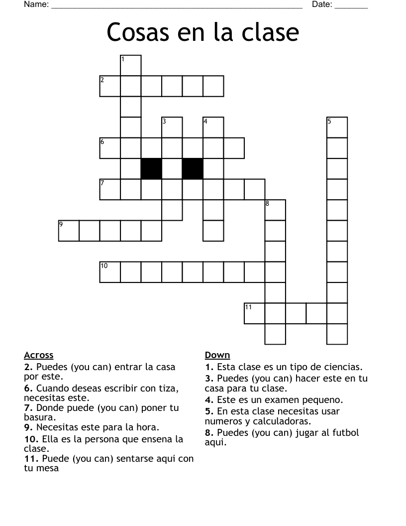 Cosas en la clase Crossword