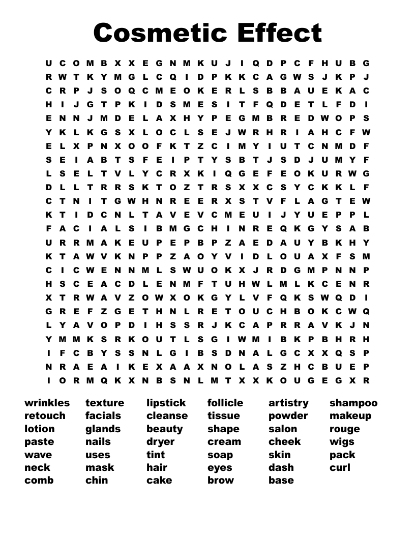 Cosmetic Effect Word Search