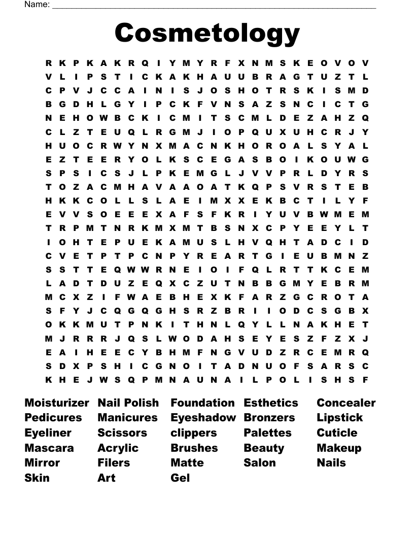 Cosmetology Word Search