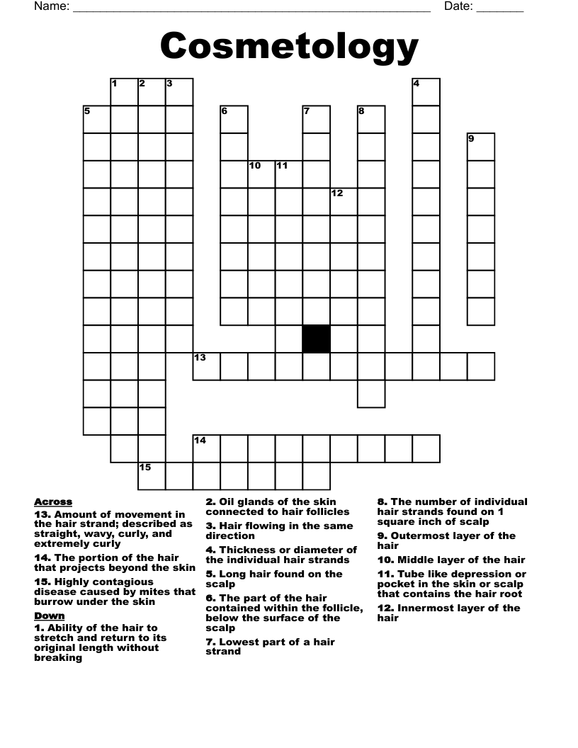 Cosmetology Crossword