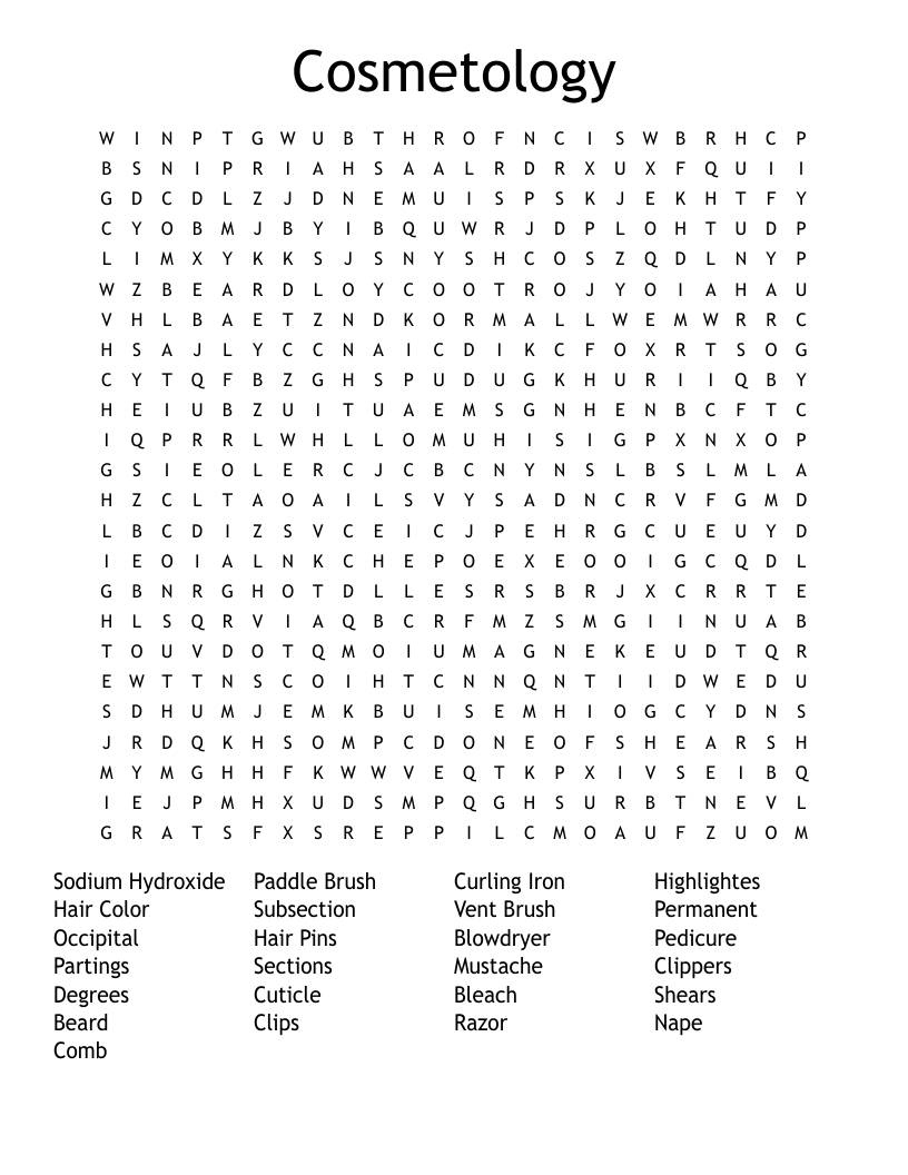 Cosmetology Word Search