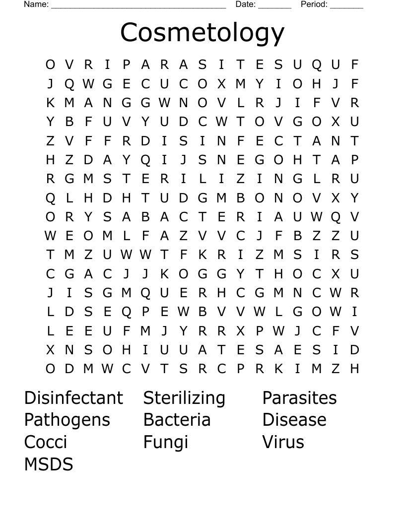 Cosmetology Word Search