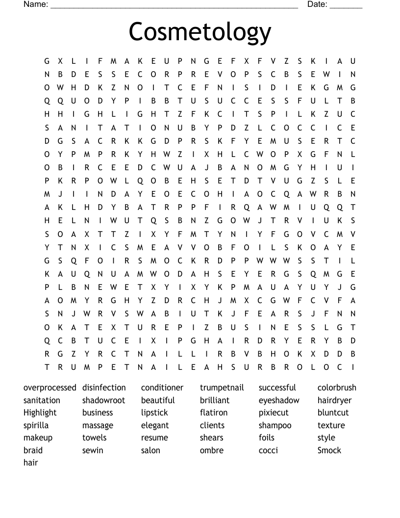 Cosmetology Word Search