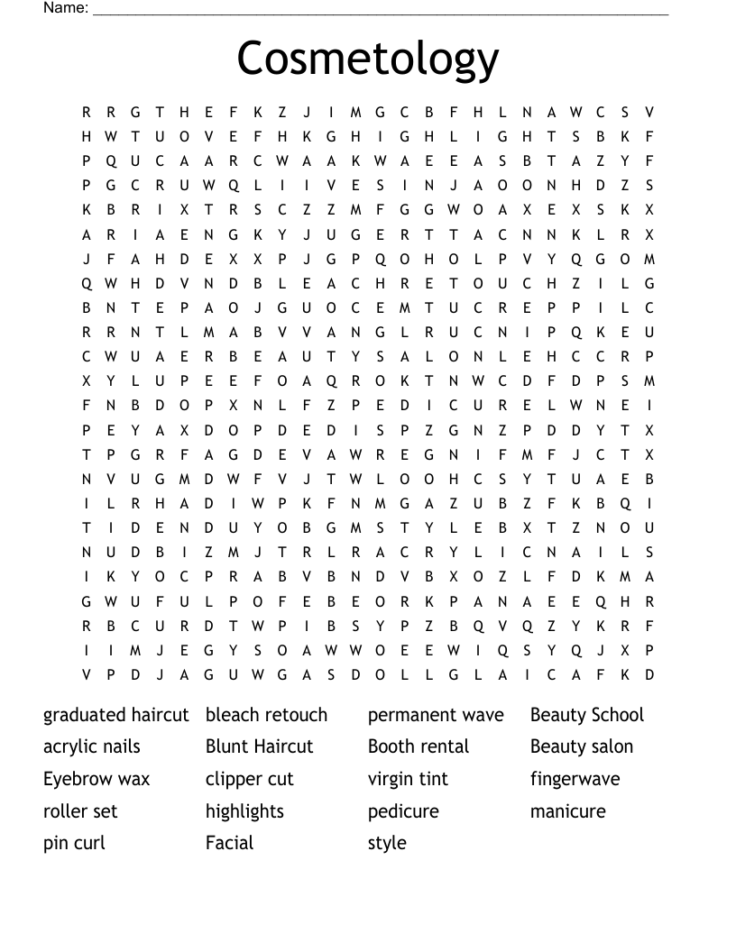 Cosmetology Word Search