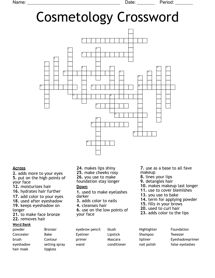 Cosmetology Crossword