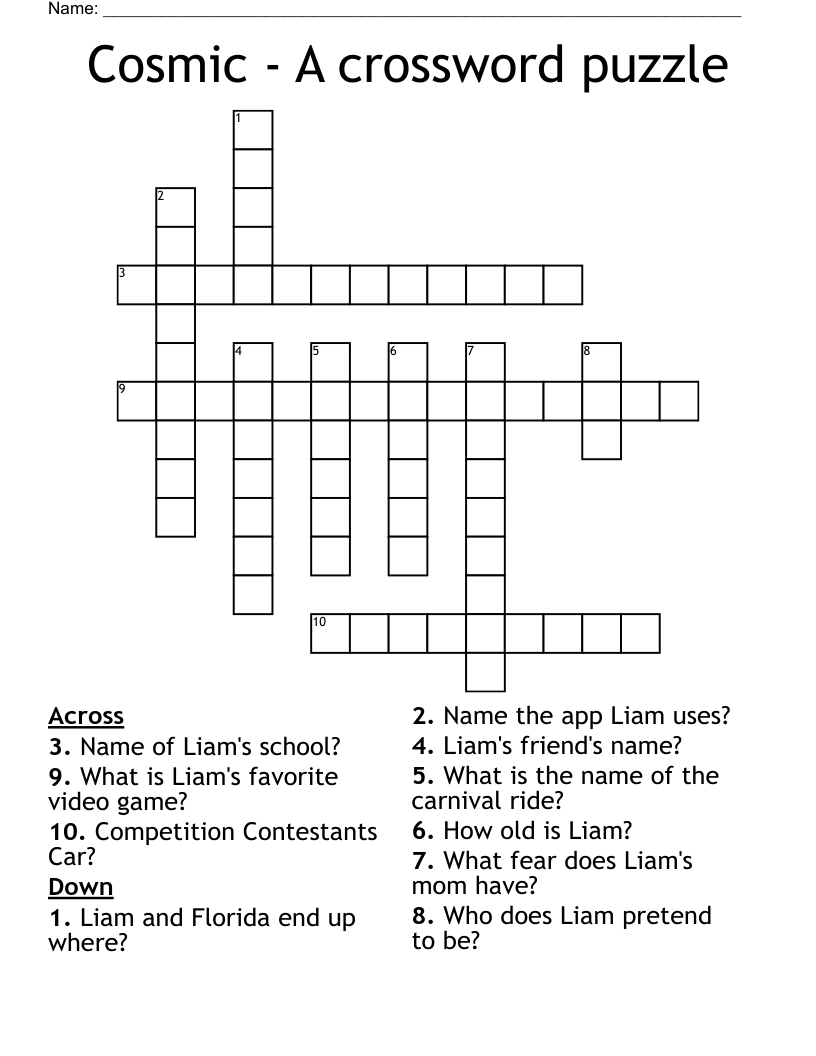 Cosmic - A crossword puzzle