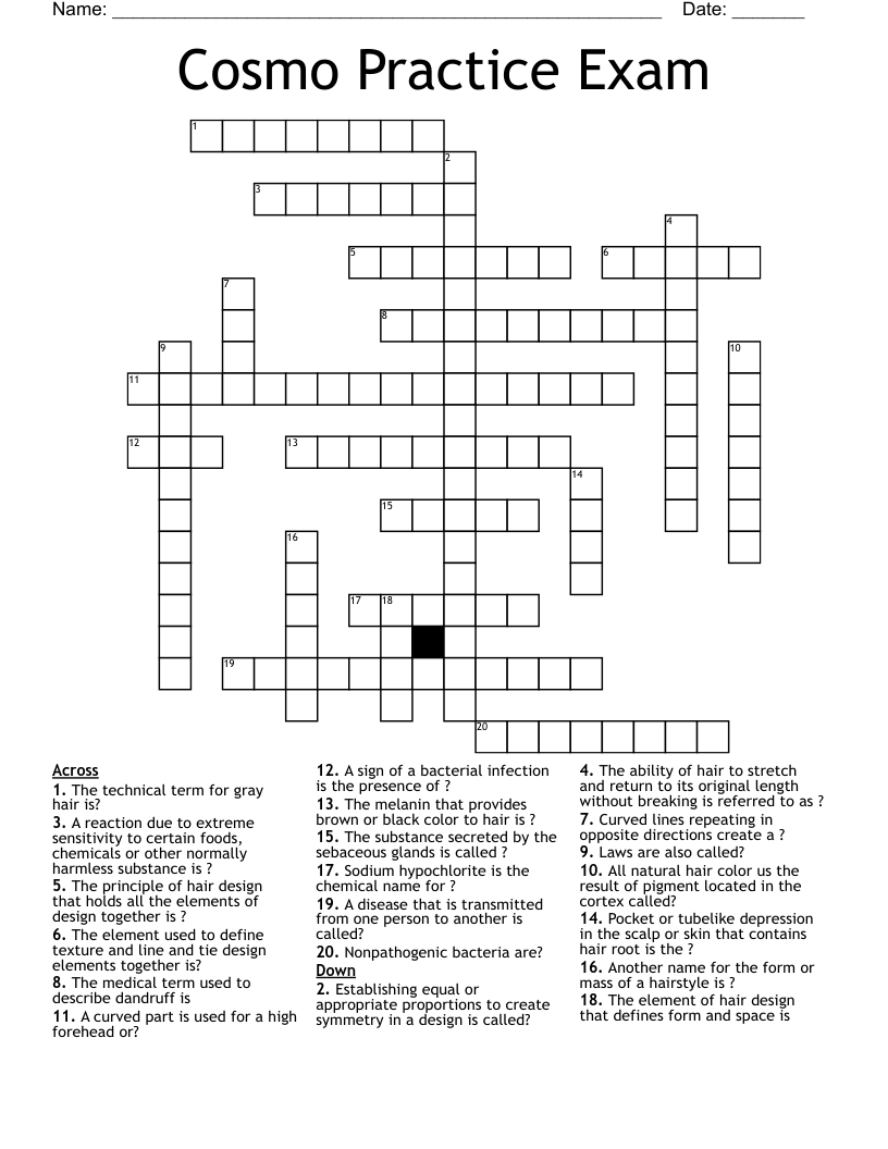 Cosmo Practice Exam  Crossword
