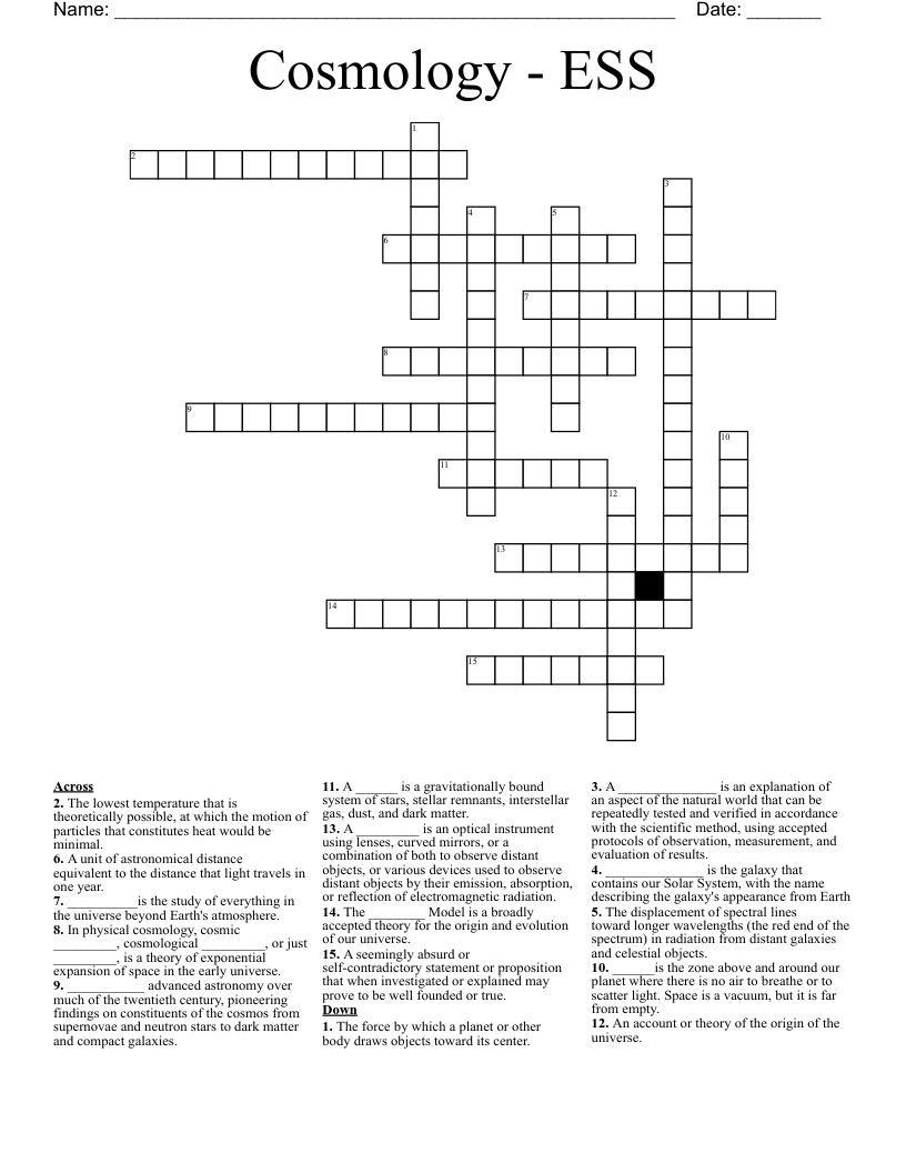 Cosmology - ESS Crossword