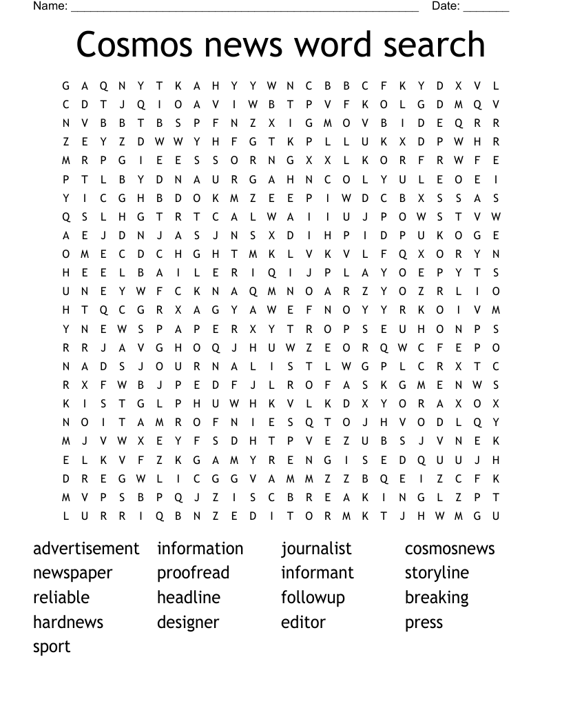 Cosmos news word search