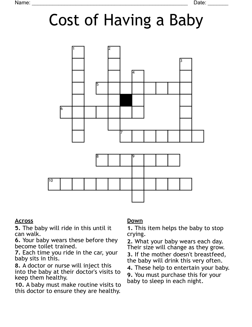 Cost of Having a Baby Crossword