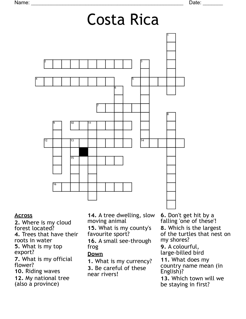 Costa Rica  Crossword
