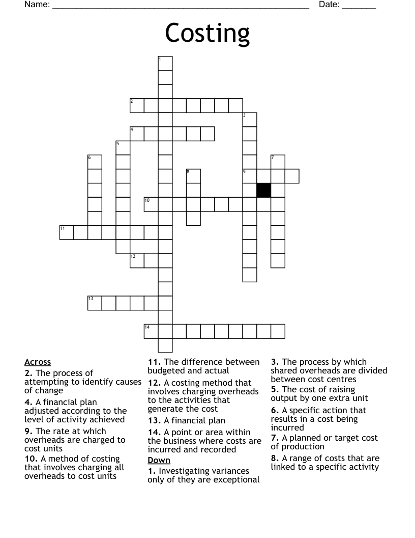 Costing Crossword