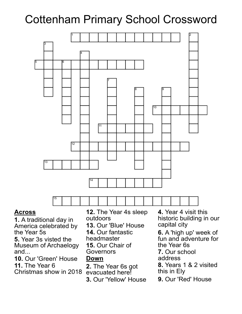Cottenham Primary School Crossword