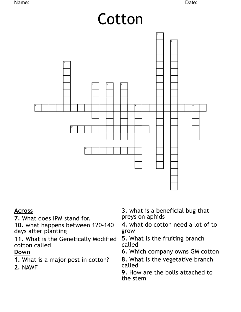 Cotton Crossword