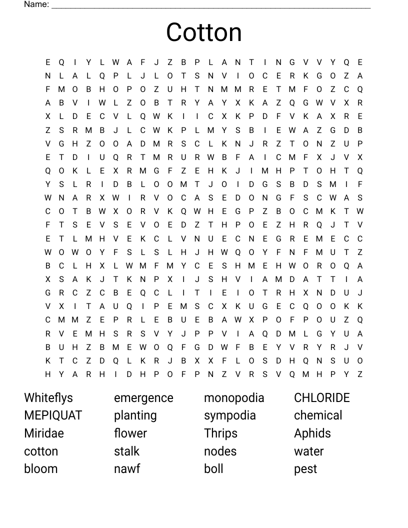 Cotton  Word Search