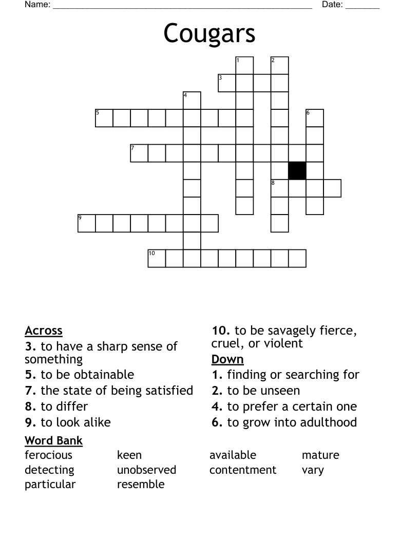 Cougars Crossword