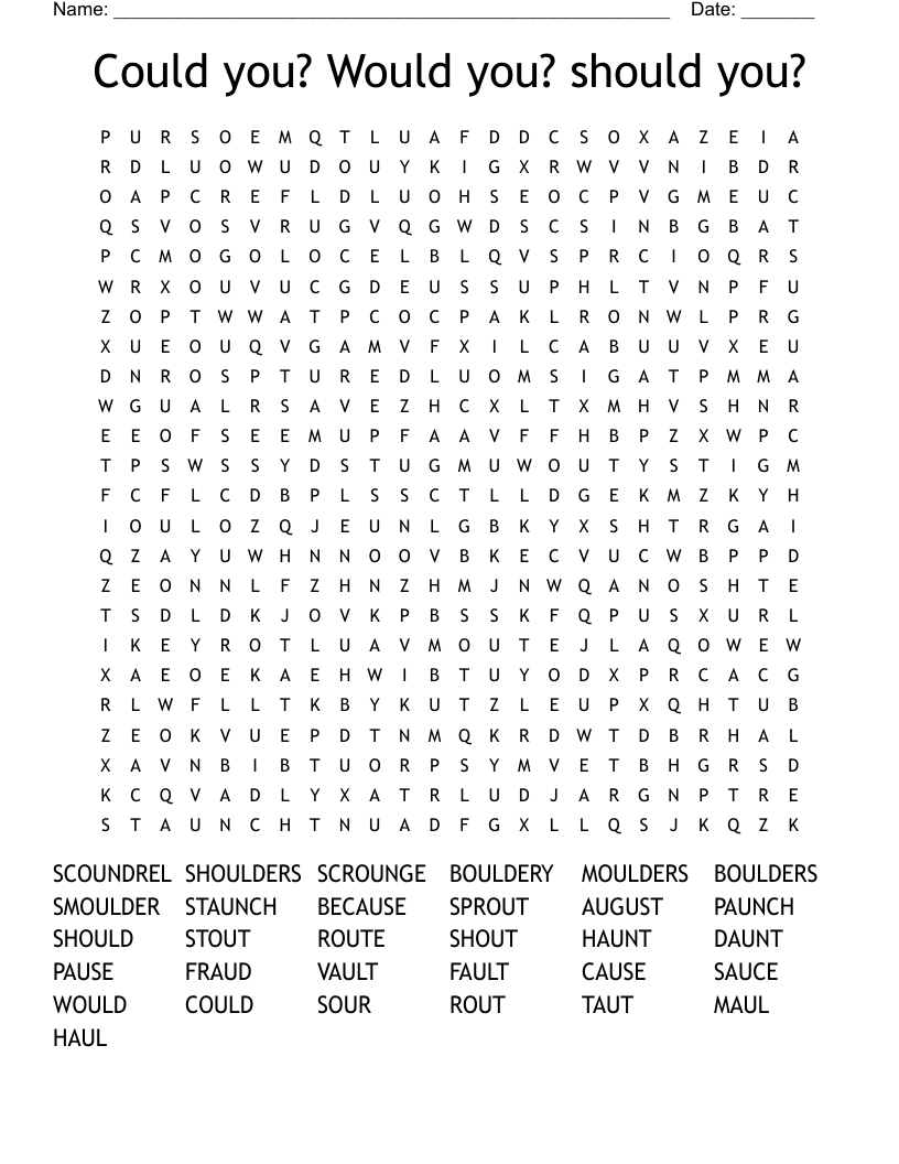 Could you? Would you? should you? Word Search