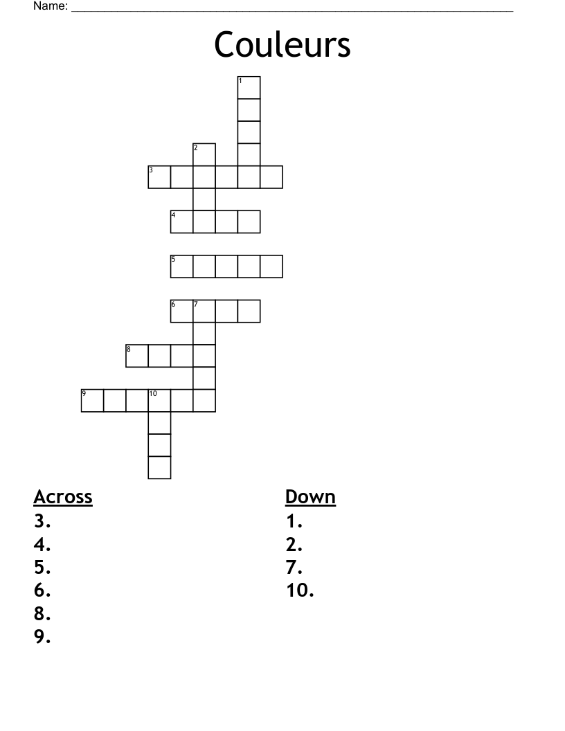 Couleurs Crossword