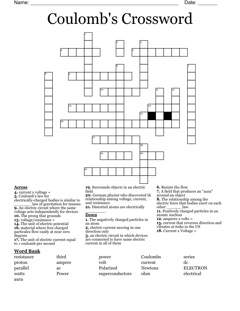 Coulomb's Crossword