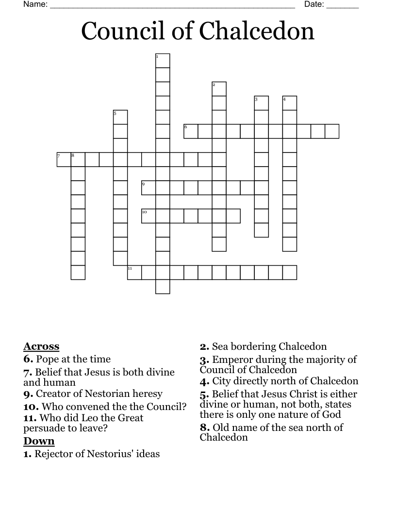 Council of Chalcedon  Crossword