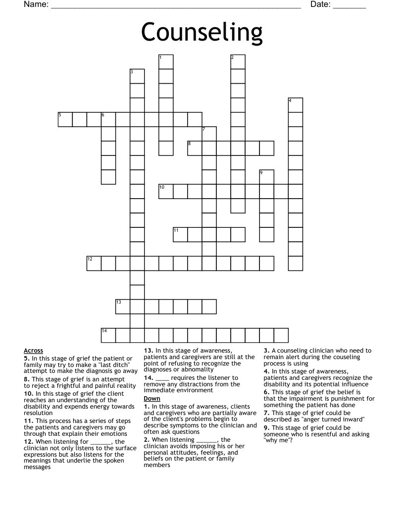 Counseling Crossword