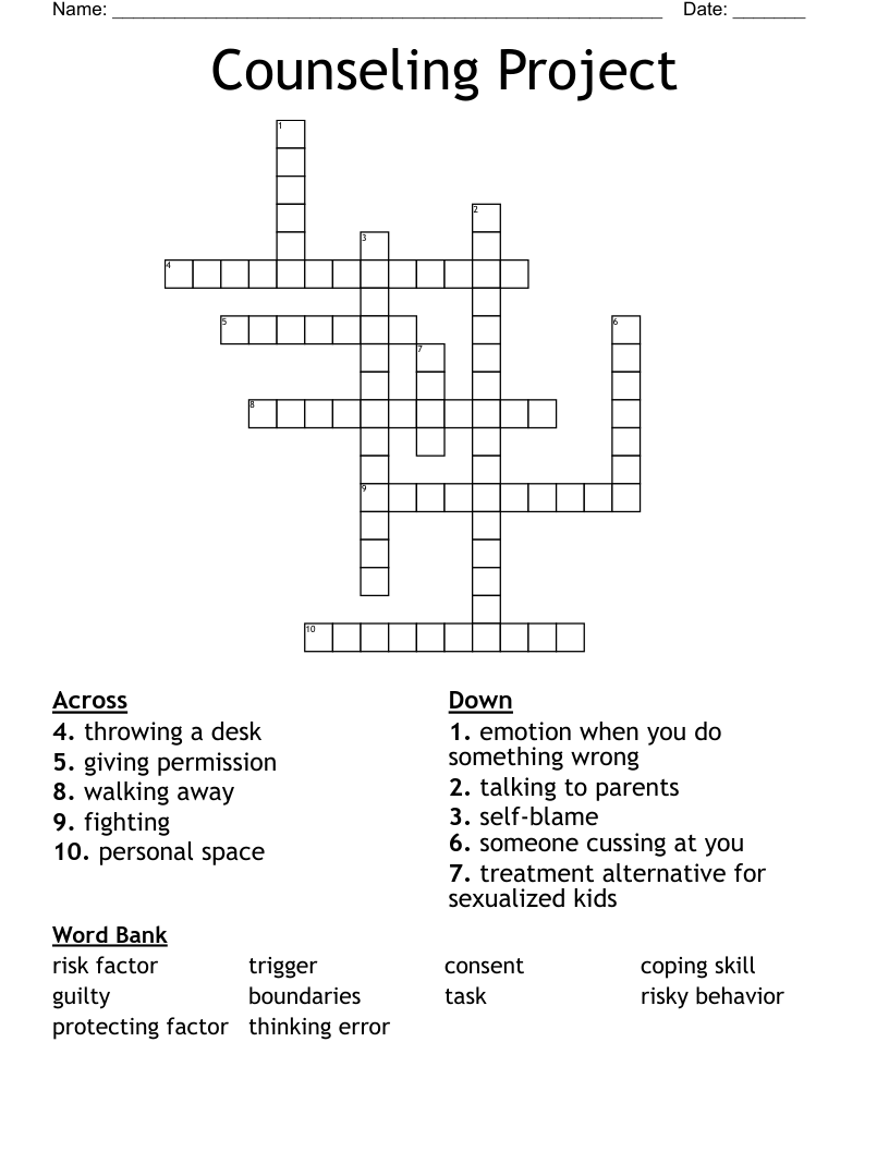 Counseling Project Crossword