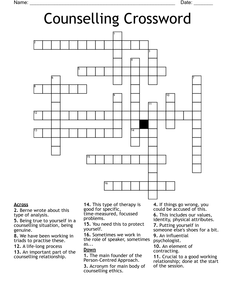 Counselling Crossword