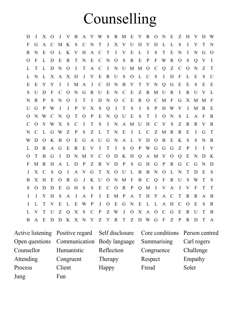 Counselling  Word Search
