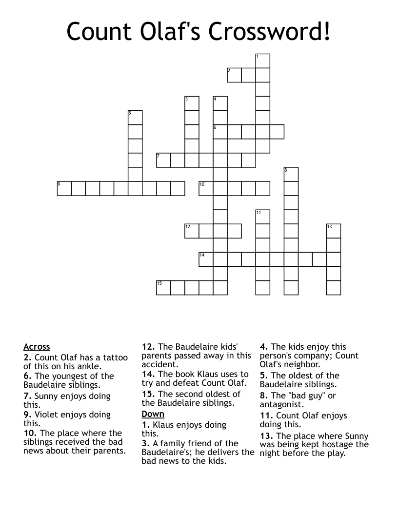 Count Olaf's Crossword!