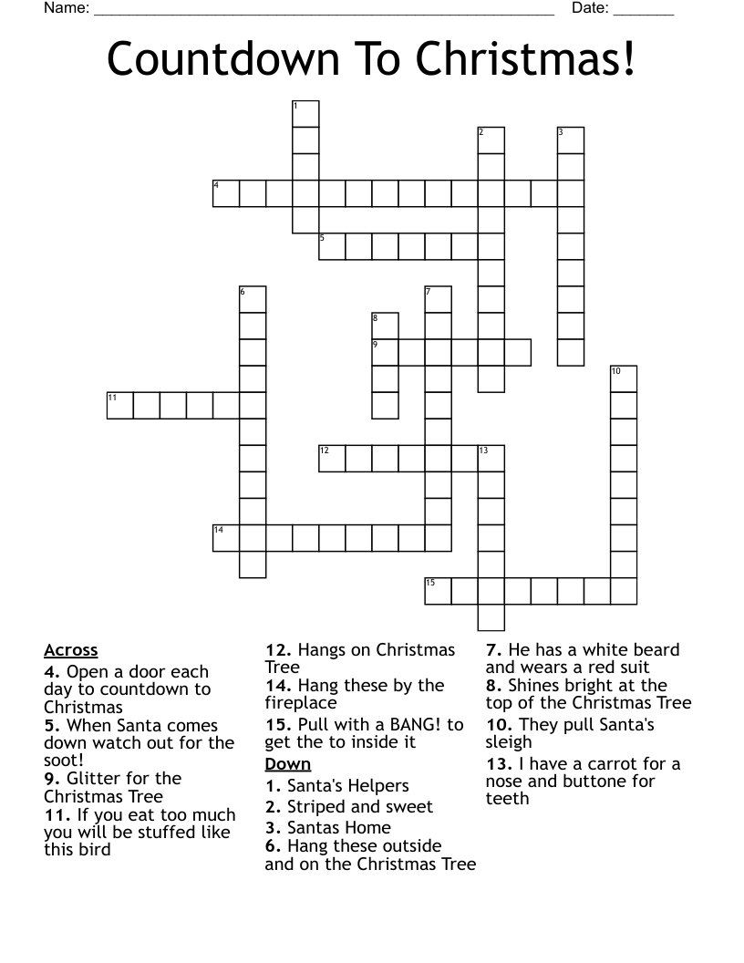 Countdown To Christmas! Crossword