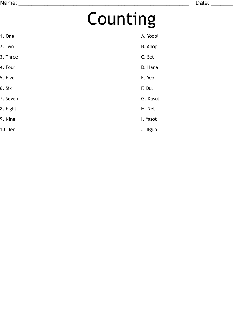 Counting Worksheet