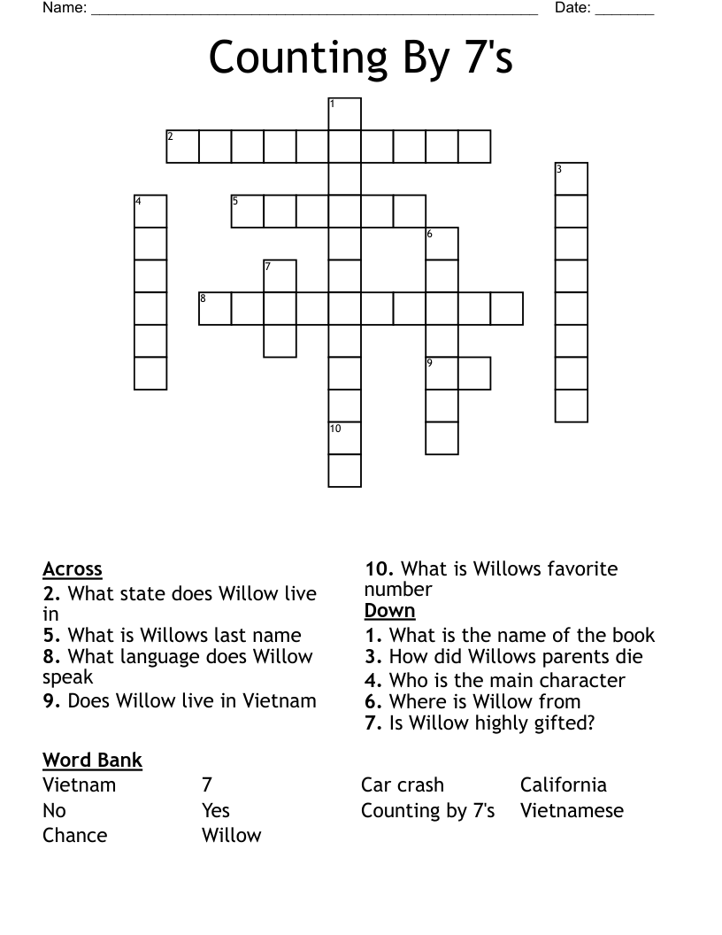 Counting By 7's Crossword