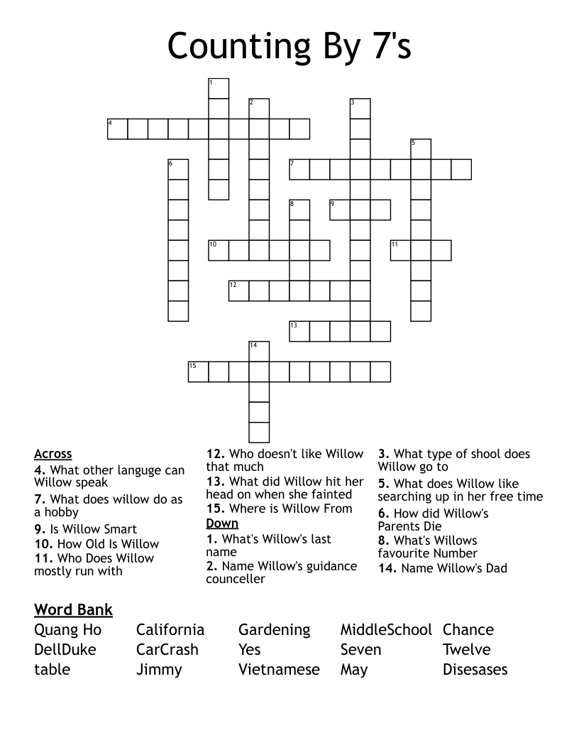 Counting By 7's Crossword