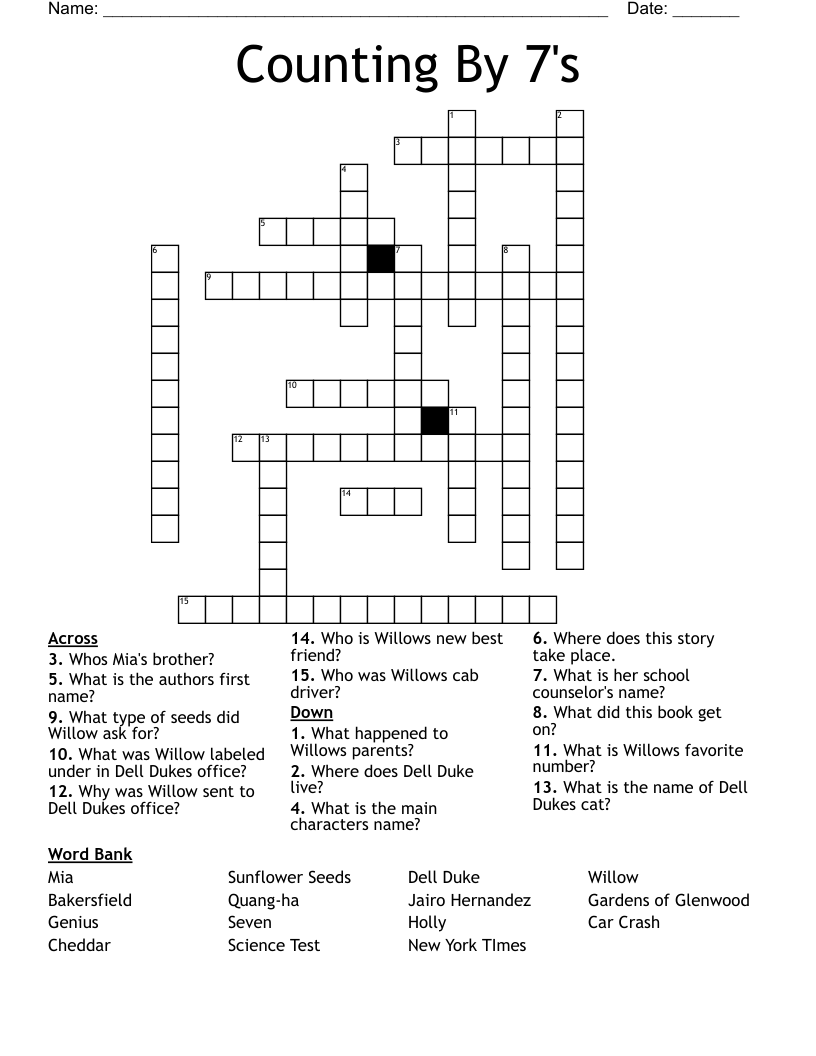 Counting By 7's  Crossword