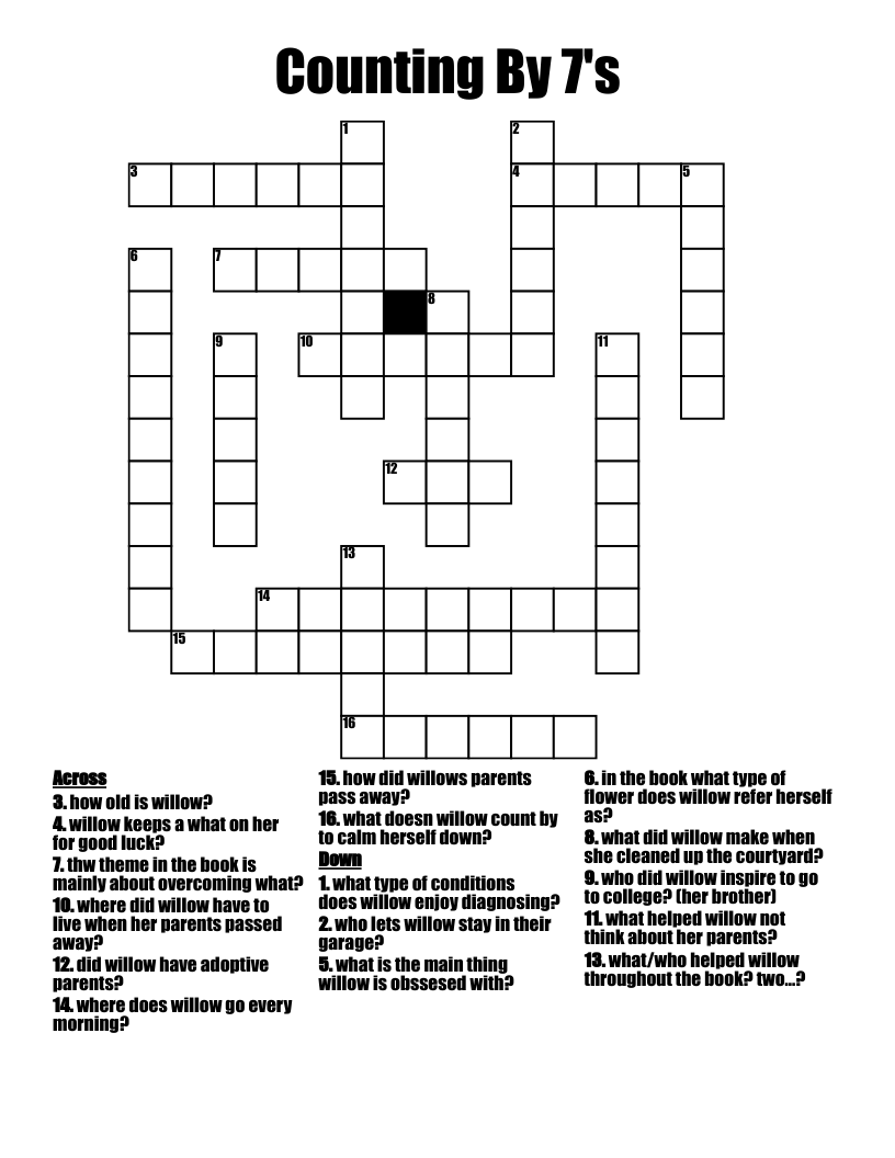Counting By 7's  Crossword
