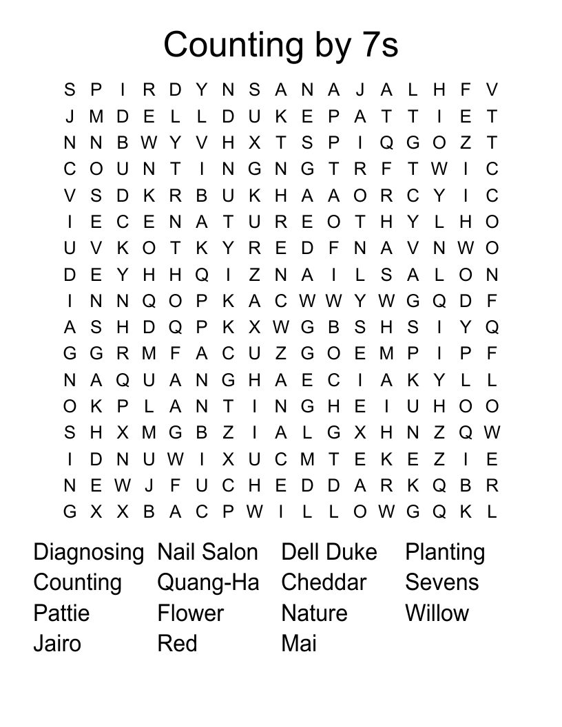 Counting by 7s Word Search