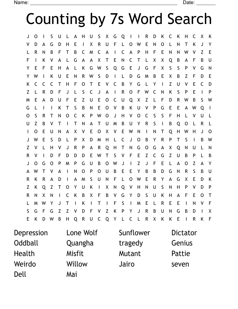 Counting by 7s Word Search