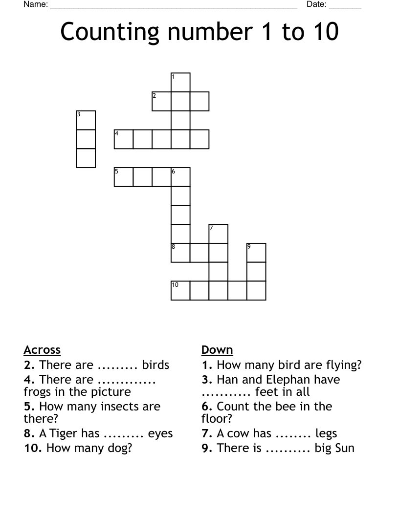 Counting number 1 to 10 Crossword