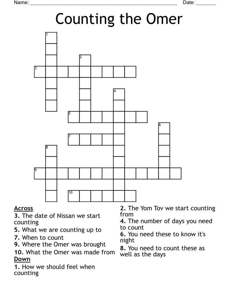 Counting the Omer Crossword