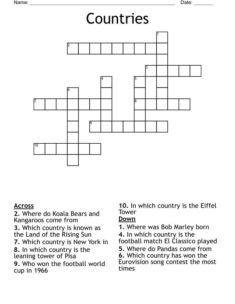 Countries Crossword