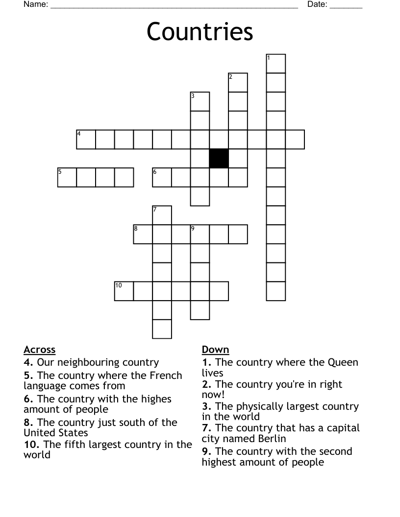 Countries Crossword