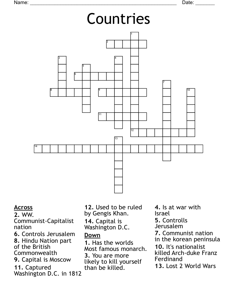 Countries  Crossword