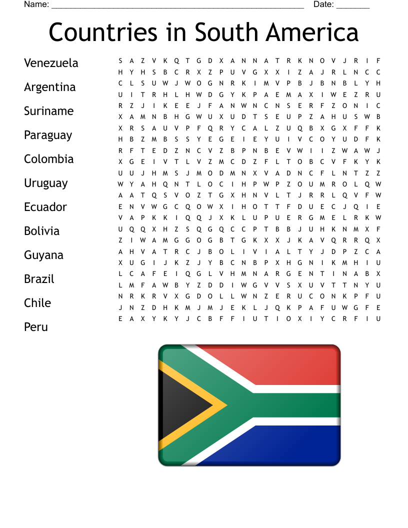 Countries in South America Word Search